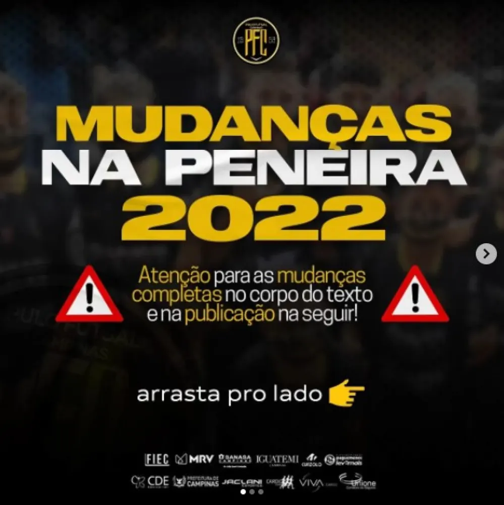 MUDAN&Ccedil;A IMPORTANTE NAS PENEIRAS